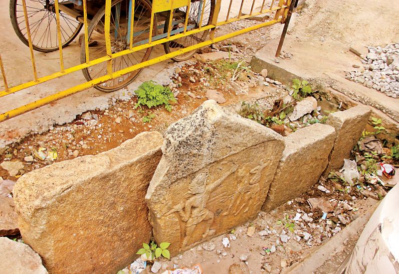 The herostone was brought to Hebbal and placed in a gutter!
