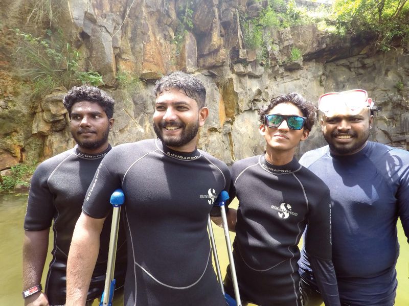 Neeraj with the scuba diving team