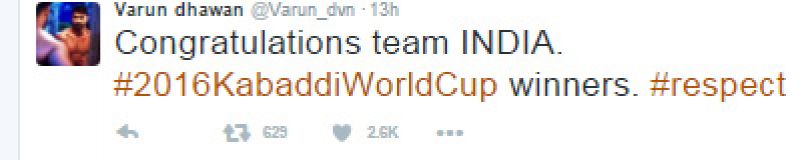 Bollywood stars congratulate Kabaddi World Cup Win