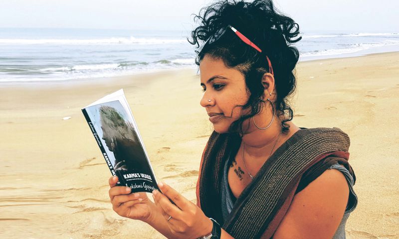 Lekshmi with her book 