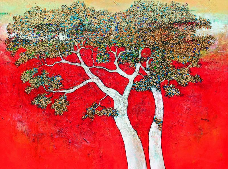 The artist  portrays tree of life, reinstating a very strong Indian ethos that enthrals the viewers