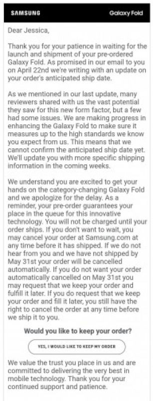 Samsung Galaxy Fold postponed