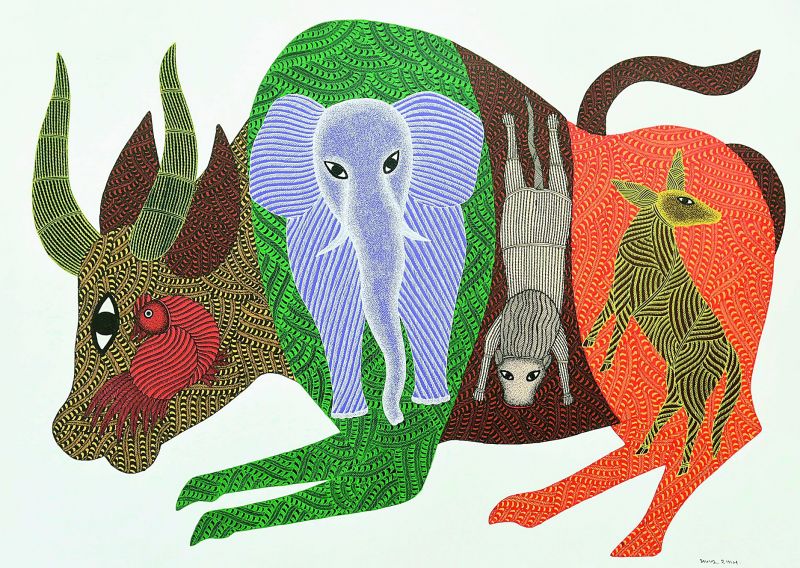 Love for nature: An art work by renowned Gond artist Bhajju Shyam.