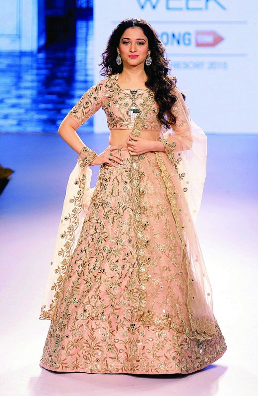 Actors also allegedly accept a part of the payment in cash and the remaining in cheque, when they walk the ramp for designers. (Photo: Tamannaah at Lakme Fashion Week)