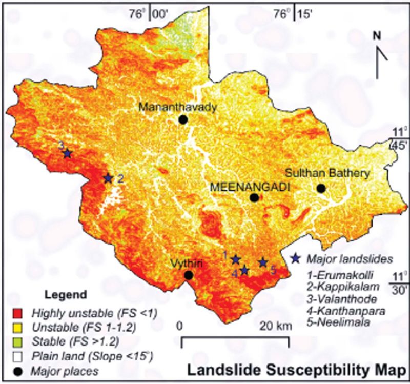 Wayanad landslide hazard map