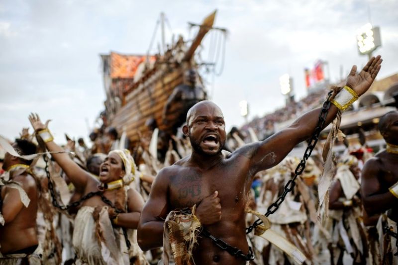 A slavery themed dance display by the Unidos de Tijuca samba school in a carnival that features a number of politically themed protests aimed at the country's new far-right President Jair Bolsonaro. (Photo: AFP)