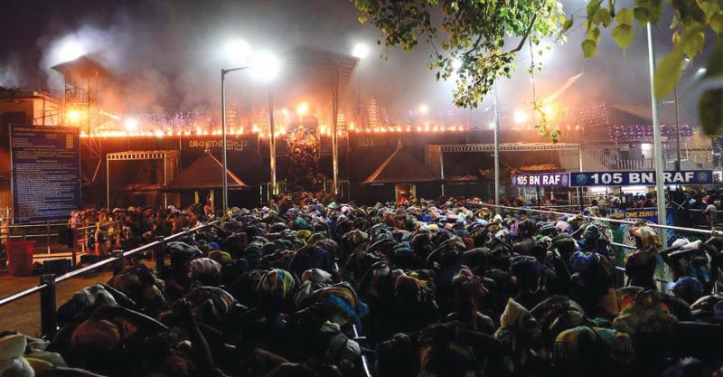 Pilgrims throng the sannidhanam in a frisson of piety and fulfilment on Monday. (Photo: PRD)