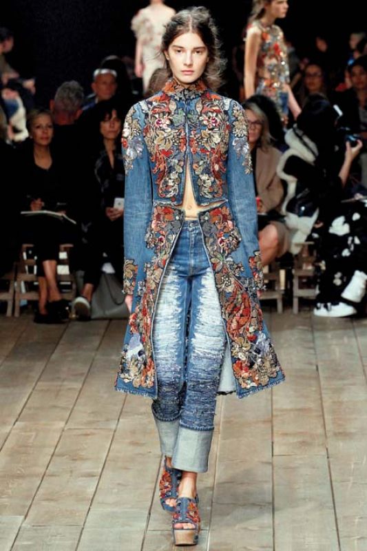 On international runways, floral appliques like this sensational, head-to-toe number by Alexander McQueen is adding to the popularity of the trend