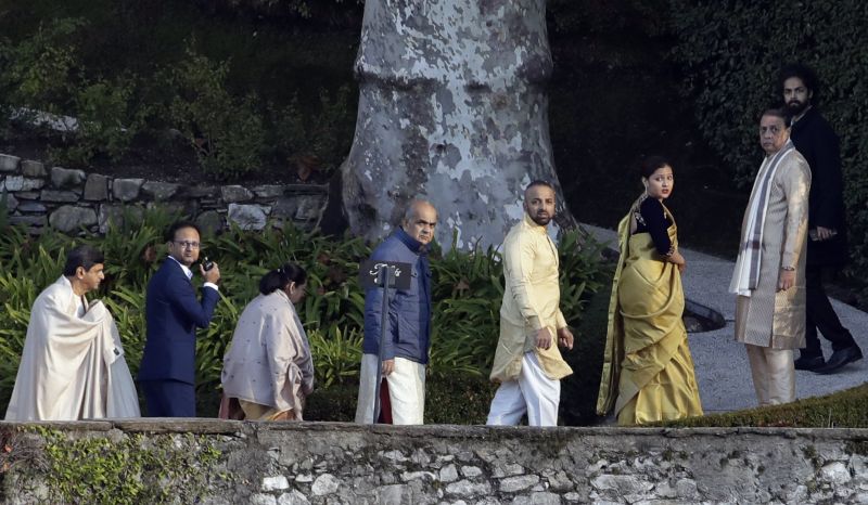 Guests attend the wedding of Indian Bollywood stars Deepika Padukone and Ranveer Singh at the Villa Balbianello in Lenno, Como lake, northern Italy, Wednesday, Nov. 14, 2018.  (Photo: AP)