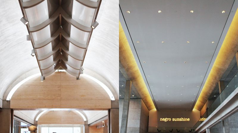 The elegant ceiling aesthetics of Kahn (left) and Ando at the Kimbell and the Modern Art museums at Fort Worth respectively. (Photo: Amit Khanna)