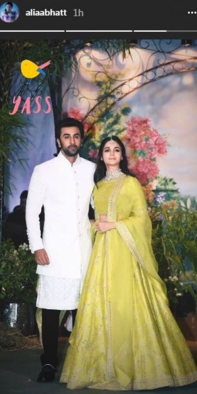 Alia Bhatt and Ranbir Kapoor at Sonam Kapoor Ahuja wedding reception.