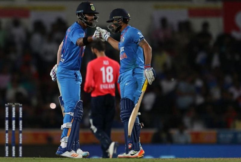 KL Rahul and Manish Pandey's 56-run 4th wicket stand was the highest partnership by India in the England T20s. (Photo: BCCI)