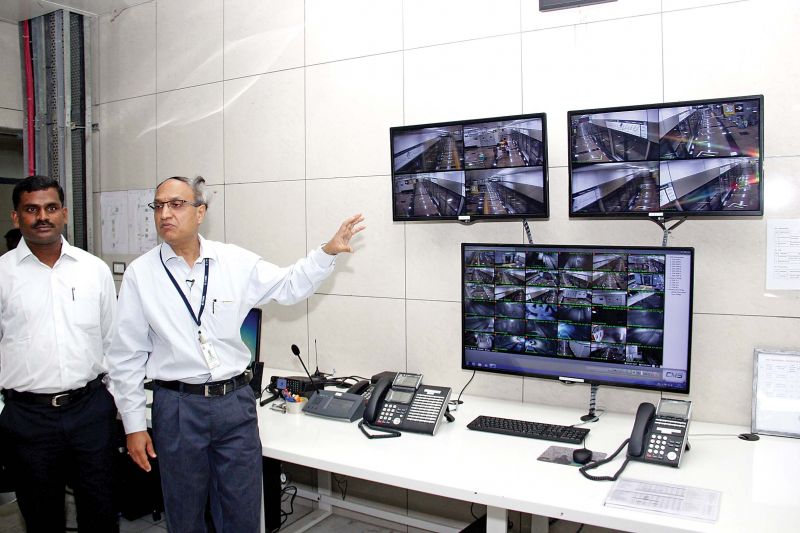 L. Narasim Prasad, director, system and operation, CMRL, explains the working of CCTV cameras in metro stations. 