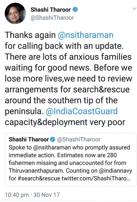 Shashi Tharoor's tweet.