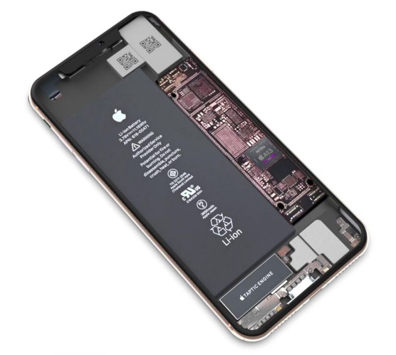 iPhone 11 logic board and battery