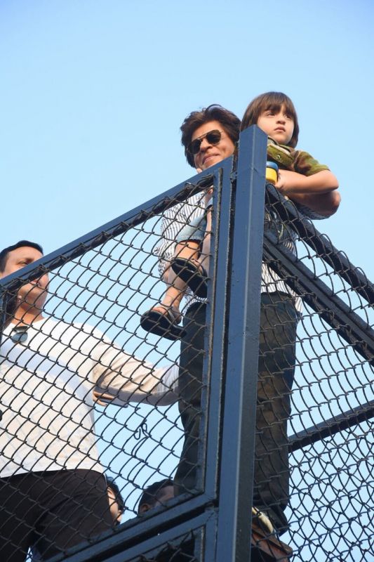 Shah Rukh Khan poses with his youngest kid AbRam.