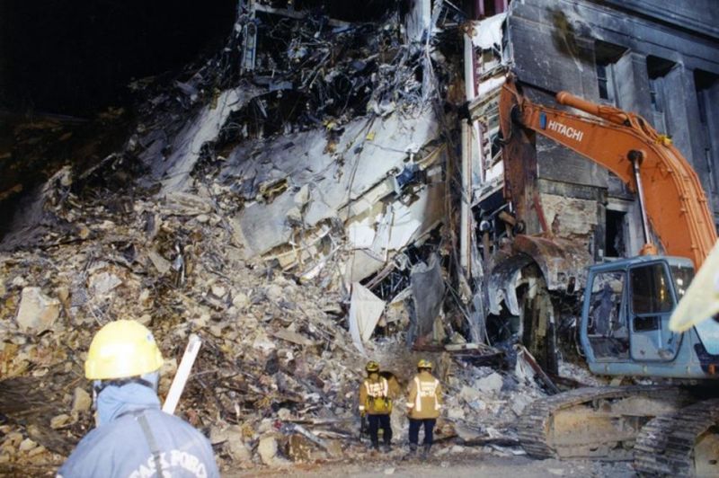 The devastated exterior of the Pentagon after the 9/11 terror attack. (Photo: FBI)