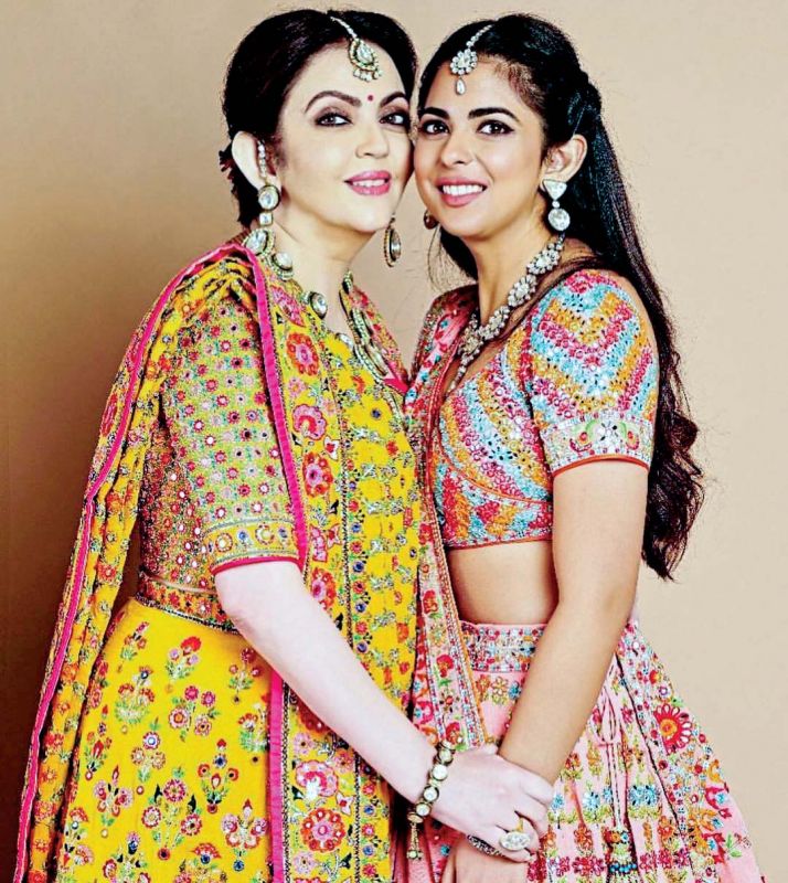 A picture of the soon-to-be bride Isha Ambani with her mother, Nita Ambani, both dressed in Gujarati style attires for the evening has surfaced.
