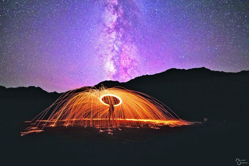 Burning Steel Wool and the Milky Way