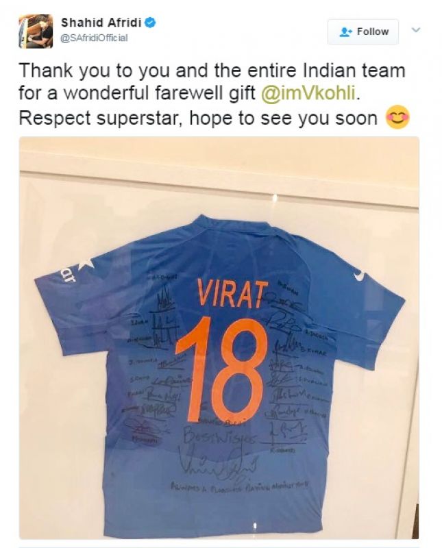 Shahid Afridi, Virat Kohli, Team India jersey, Twitter
