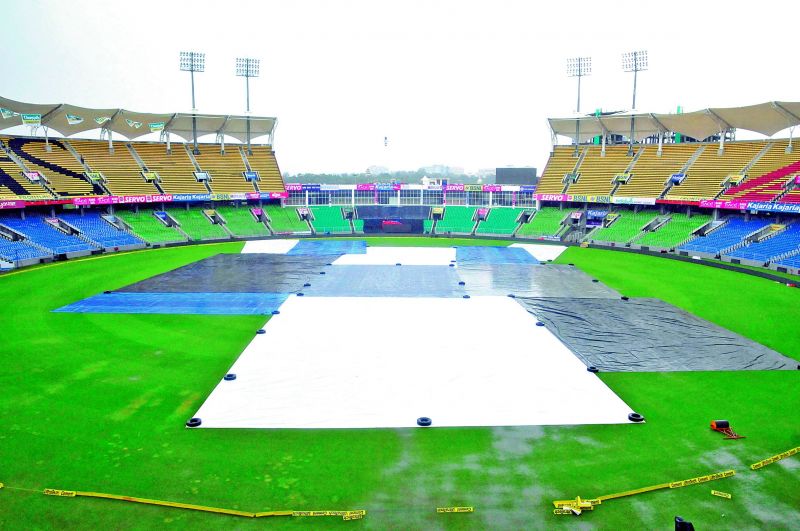 The Greenfield Stadium ground is under covers on the eve of its international debut. 	(Photo: AV MUZAFAR)