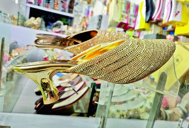 Bejwelled shoes in local  markets