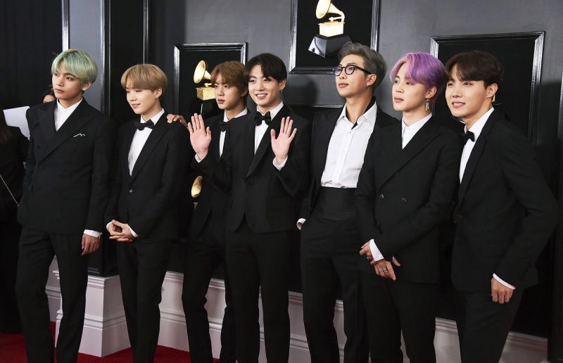 BTS in looked all classy and coordinated in Black tuxedos. (Photo: AP)