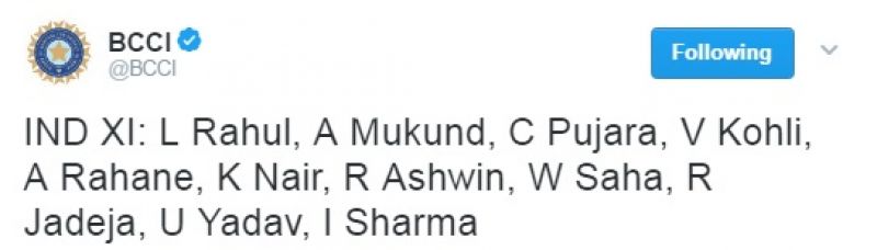 India vs Australia, Bengaluru Test, Indian Team