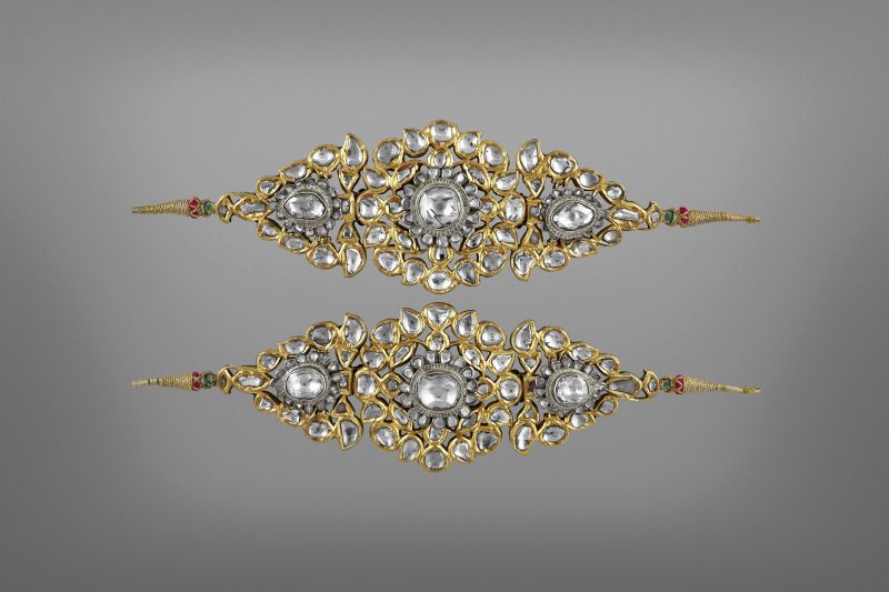  Bazuband  (armbands) made of gold, silver, diamonds and enamle. Deccan, 19th century.