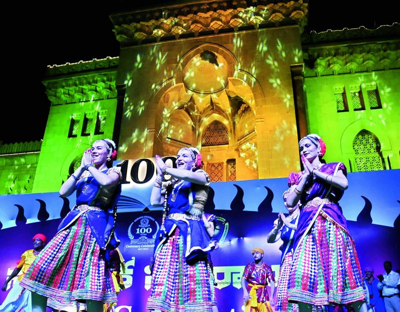 Artistes perform in front of the historic Arts College building as part of the Osmania University's centenary celebrations in Hyderabad on Wednesday. (Photo: Deccan chronicle)