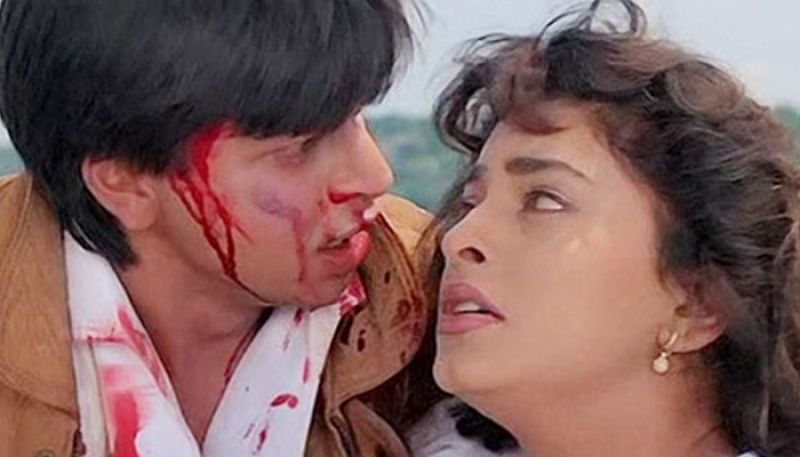 Shah Rukh Khan and Juhi Chawla in the still from Darr