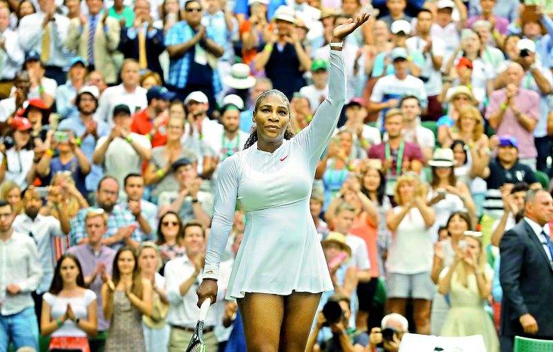 Serena William at this year's Wimbledon Championships sporting a white dress