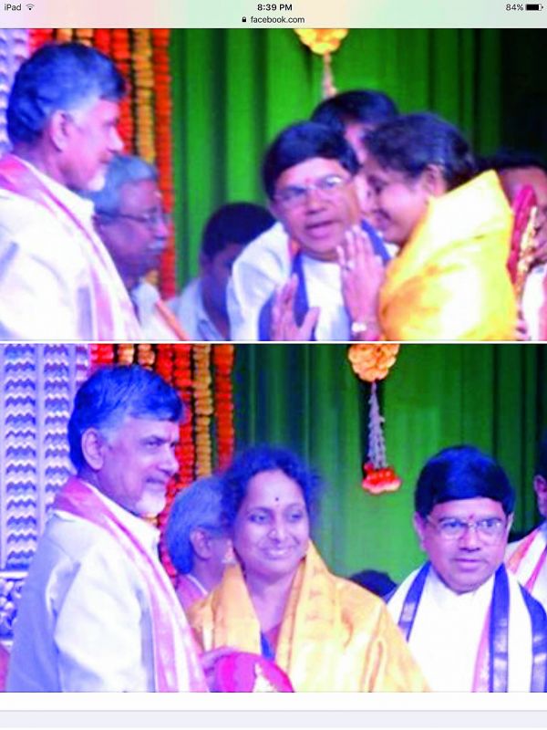 AP's Chief Minister N. Chandrababu Naidu presents Yashoda with the Ugadi Puraskar