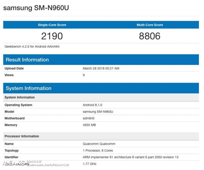 Galaxy Note 9 benchmark
