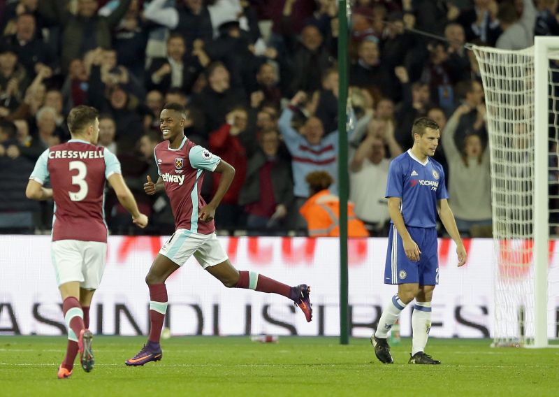 West Ham's Edimilson Fernandes scored the second, to end Chelsea's chances of progressing to the League Cup quarterfinals. (Photo: AP)