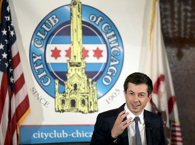 Democratic presidential candidate South Bend, Ind., Mayor Pete Buttigieg speaks the City Club of Chicago Thursday, May 16, 2019, in Chicago. (AP Photo/Charles Rex Arbogast) 