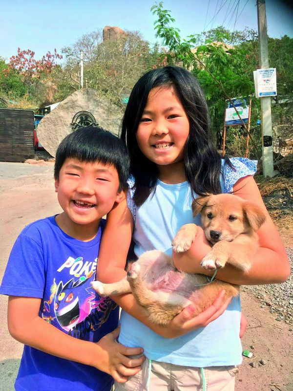 indie-love: Rocky as a pup with Yugo and Chise, Soichiro's children