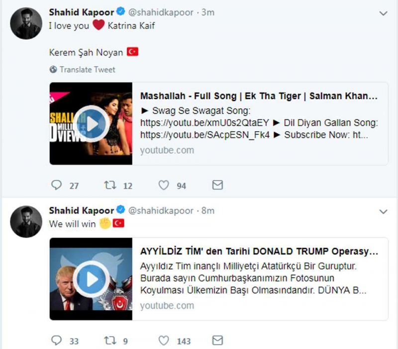 I love you Katrina Kaif': Shahid Kapoor's hacked Twitter account writes, restored