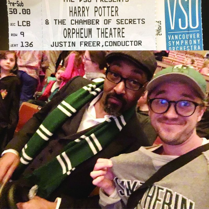 The actor with Jesse L. Martin at a screening of Harry Potter and the Chamber of Secrets in Vancouver.