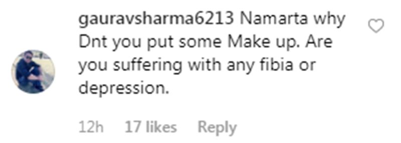 Comment over Namrata Shirodkar's post. (Photo: Instagram)