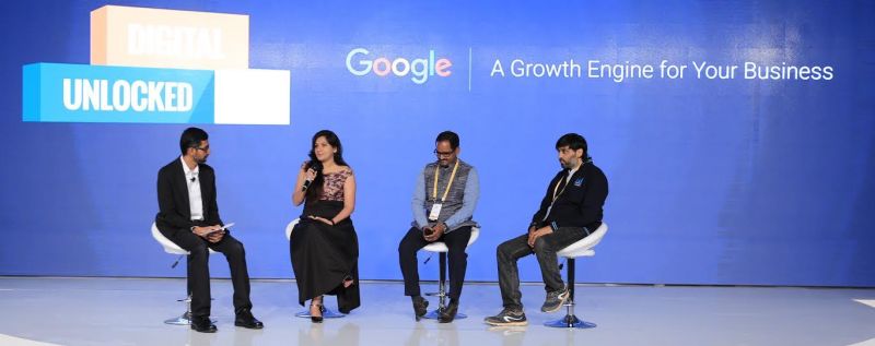  Google CEO, Sundar Pichai in a chat session with some of the successful SMBs at the Digital Unlocked event in Delhi. The SMBs shared with him inspiring stories of their journey on the internet so far. 