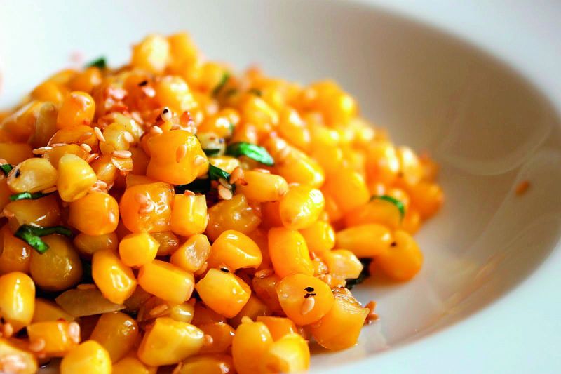 Fresh corn crumble, 12gm  protein, 275  calories