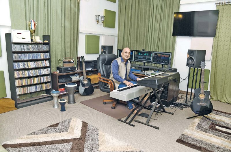 Mohammed Asif Ali at his studio in the palace where he  composes music professionally. He has a music video on  the cards. 