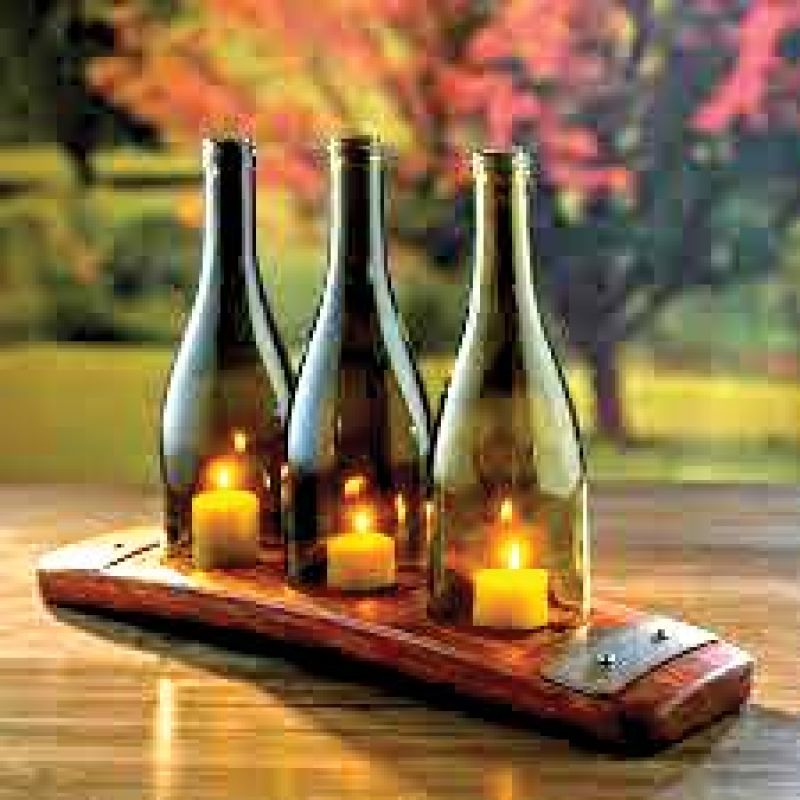  Bottle those candles on a wooden slab.