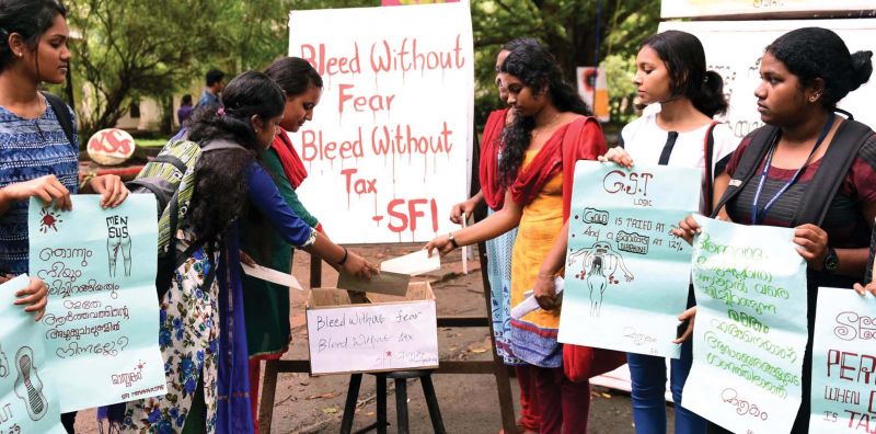 The protest against GST on sanitary napkins (File photo)