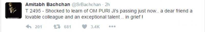 Bollywood mourns veteran actor Om Puri's sudden demise