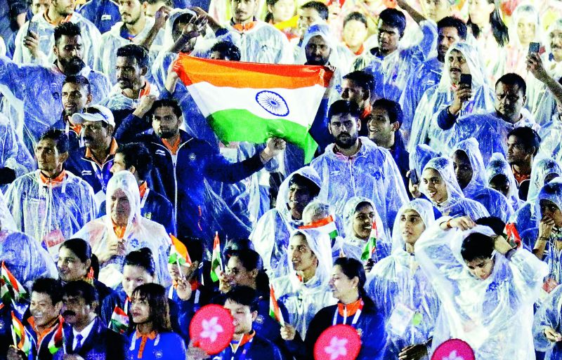 Indian athletes at the closing ceremony on Sunday.  (Photo:AP)