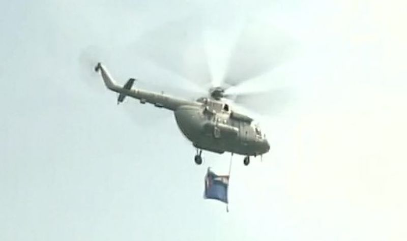 Fly past held, tributes being paid at last rites ceremony of Marshal of the Air Force. (Photo: Twitter | ANI)