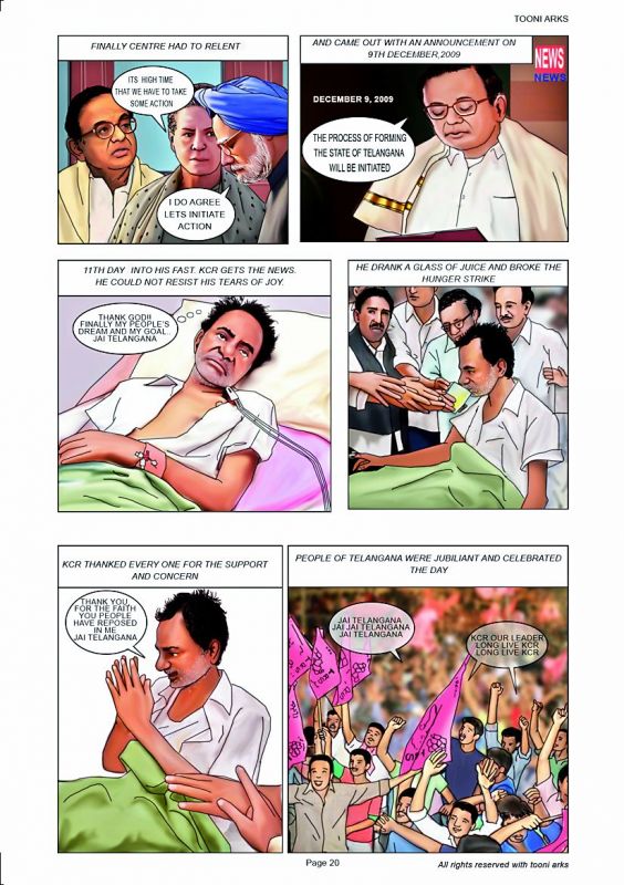 A part of the comic strip based on Chief Minister K. Chandrasekhar Rao