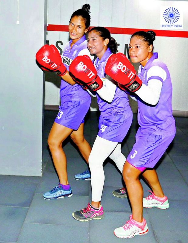 team bonding: The players indulged in off-beat activities like kick-boxing in preparation for the Asia Cup.
